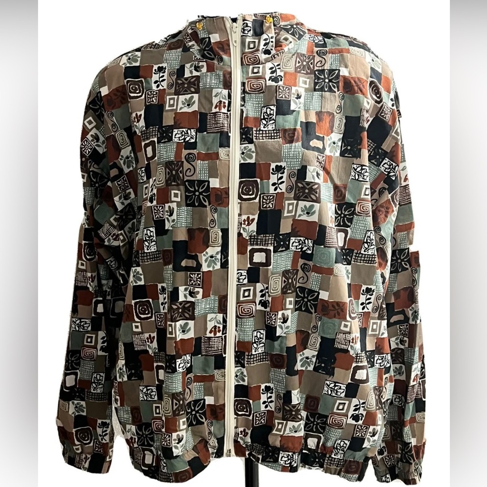 Vintage Womens Cape Cod Sportswear Full Zip All Over Print Jacket VTG Sz 16